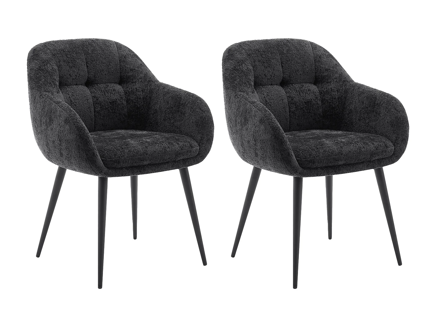 Conjunto de 2 sillas con reposabrazos de tela texturizada y metal - Negro - LASSANDRA de Pascal Morabito