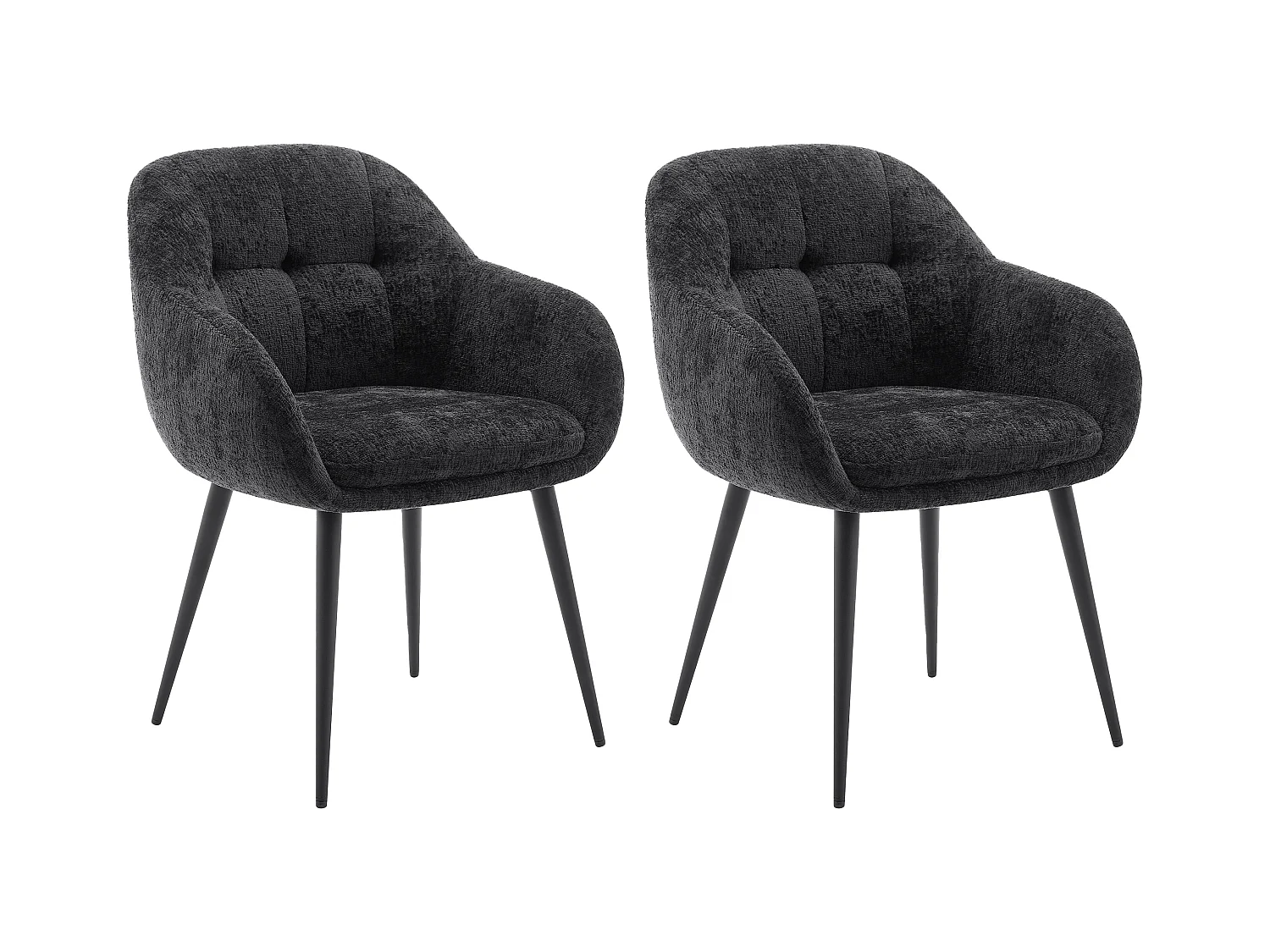 Sæt med 2 stole med armlæn i tekstureret stof og metal - Sort - LASSANDRA fra Pascal Morabito