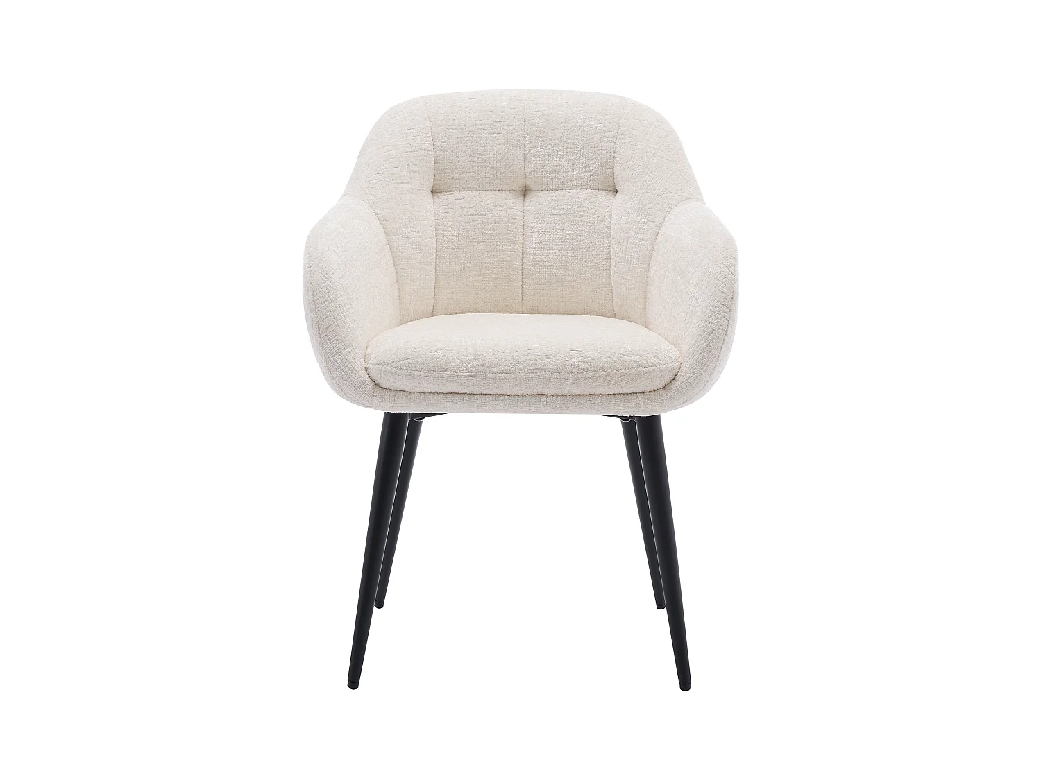Sæt med 2 stole med armlæn i tekstureret stof og sort metal - Creme - LASSANDRA fra Pascal Morabito