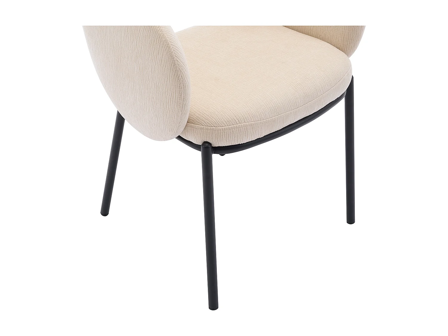 Sedia con braccioli in Tessuto testurizzato e Metallo Nero Beige - Lotto di 2 - ACACILIO