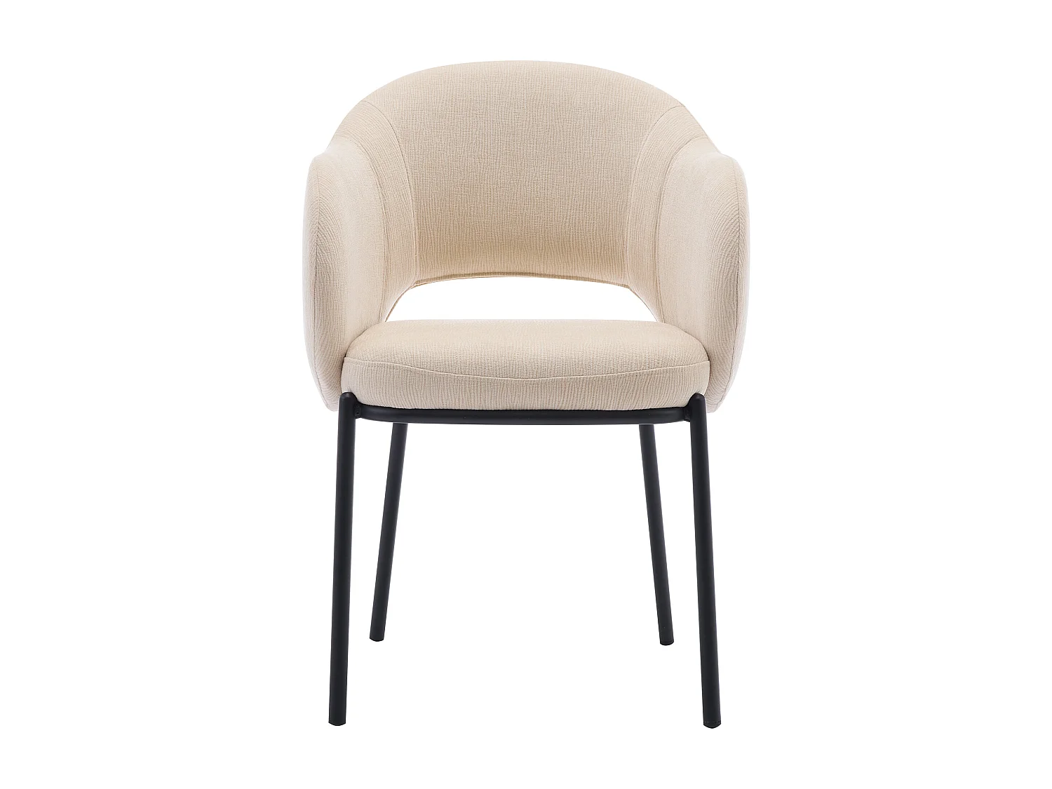 Sedia con braccioli in Tessuto testurizzato e Metallo Nero Beige - Lotto di 2 - ACACILIO