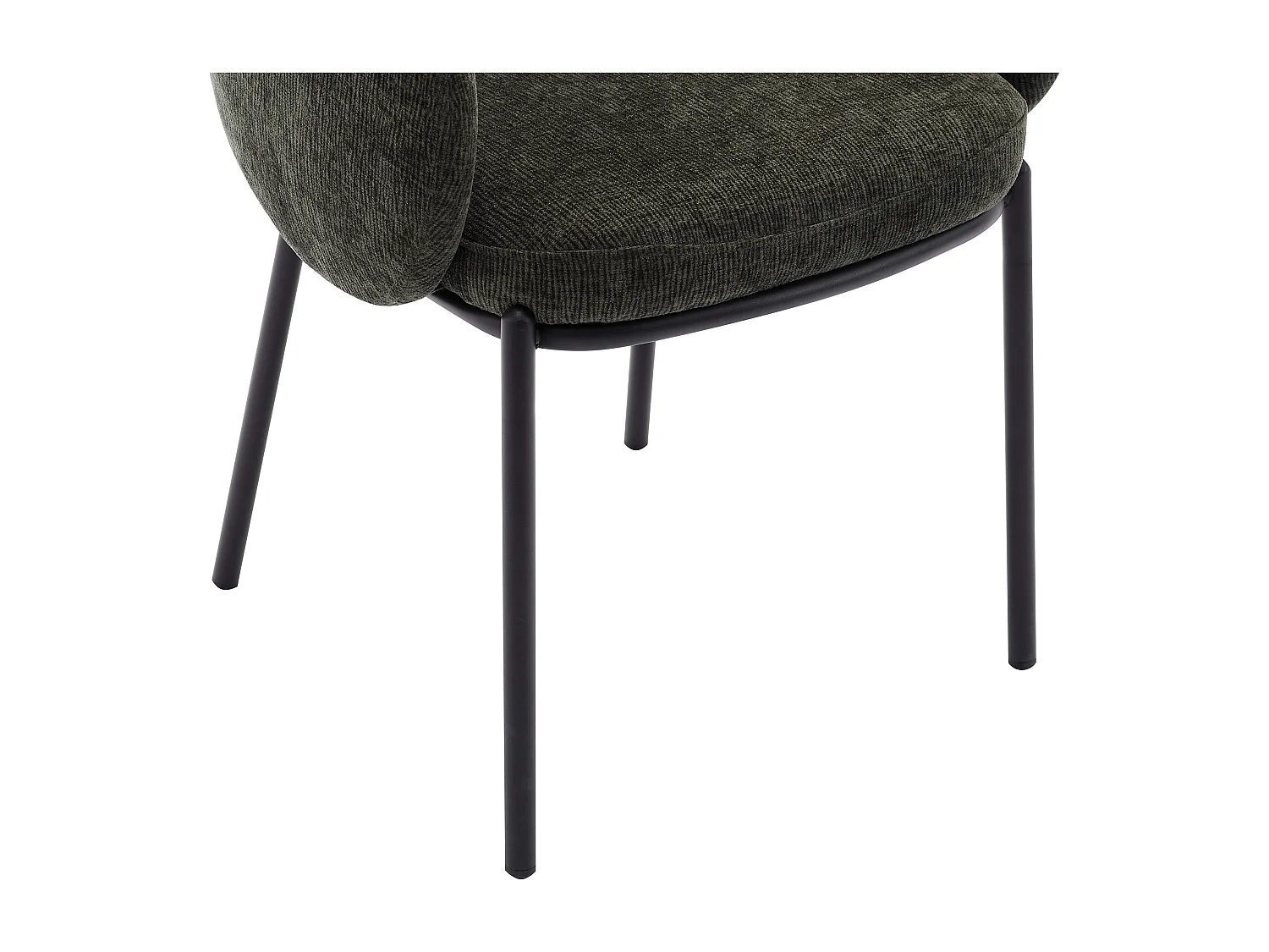 Lot de 2 chaises avec accoudoirs en tissu texturé et métal noir - Vert - ACACILIO