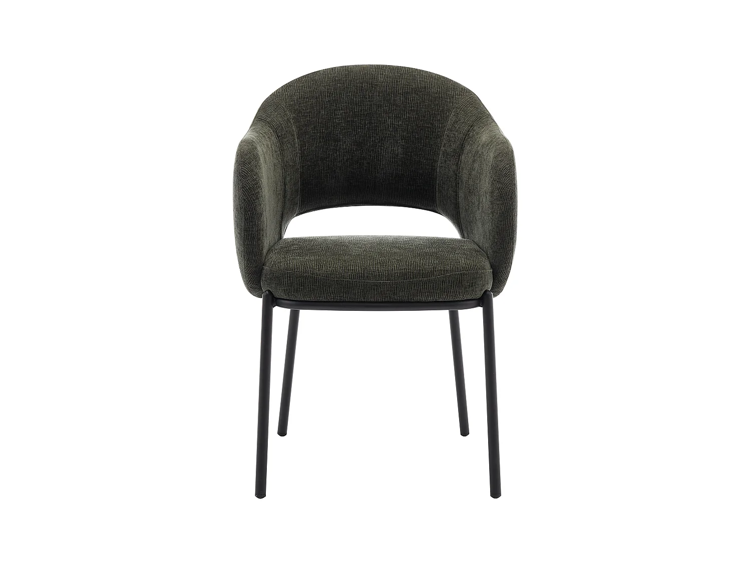 Set van 2 stoelen met armleuningen van stof met textuur en zwart metaal - Groen - ACACILIO