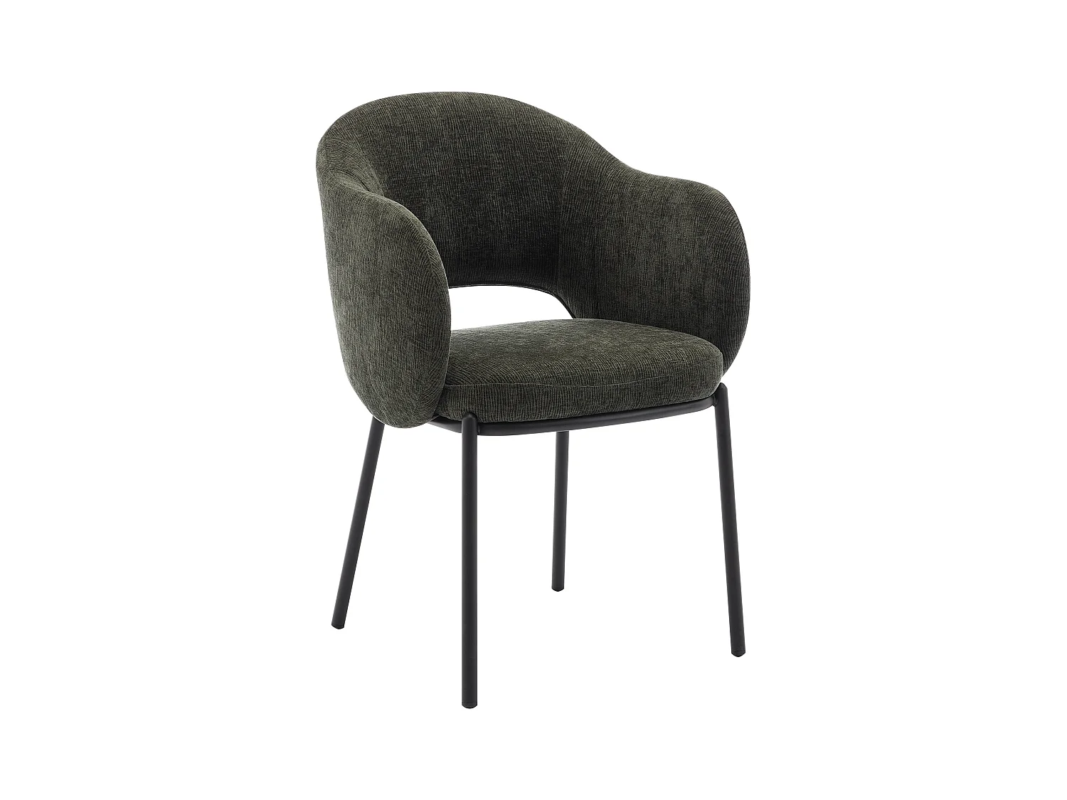 Set van 2 stoelen met armleuningen van stof met textuur en zwart metaal - Groen - ACACILIO