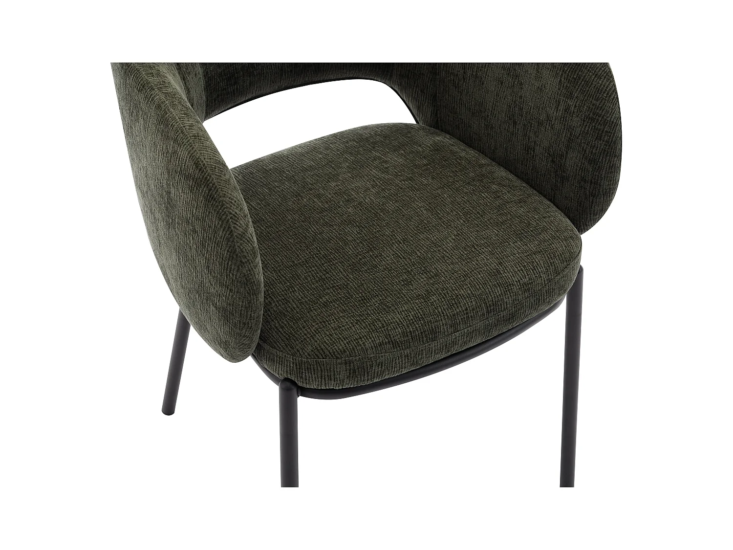 Set van 2 stoelen met armleuningen van stof met textuur en zwart metaal - Groen - ACACILIO