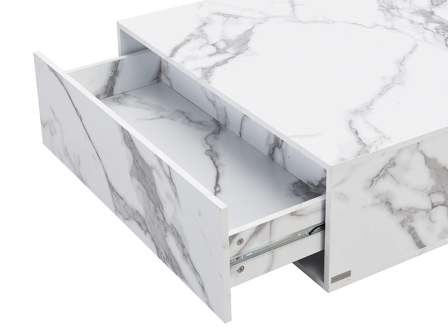 Mesa de centro com 2 gavetas em MDF efeito mármore branco - ANTRIM de Pascal Morabito