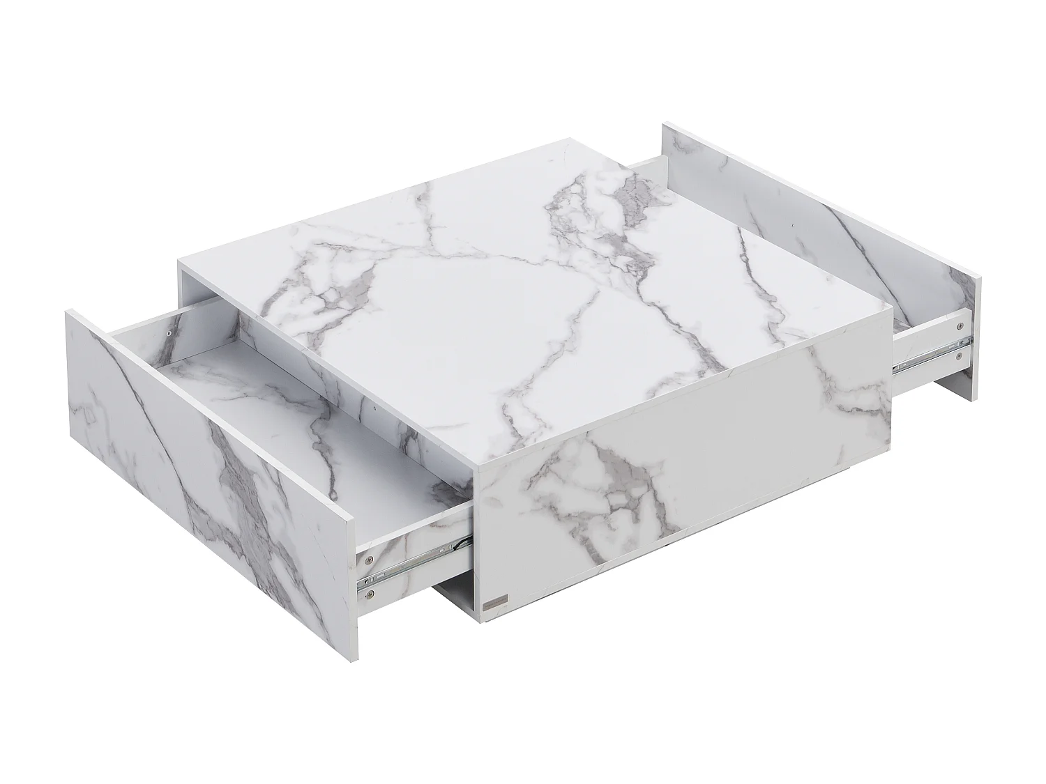 Mesa de centro com 2 gavetas em MDF efeito mármore branco - ANTRIM de Pascal Morabito