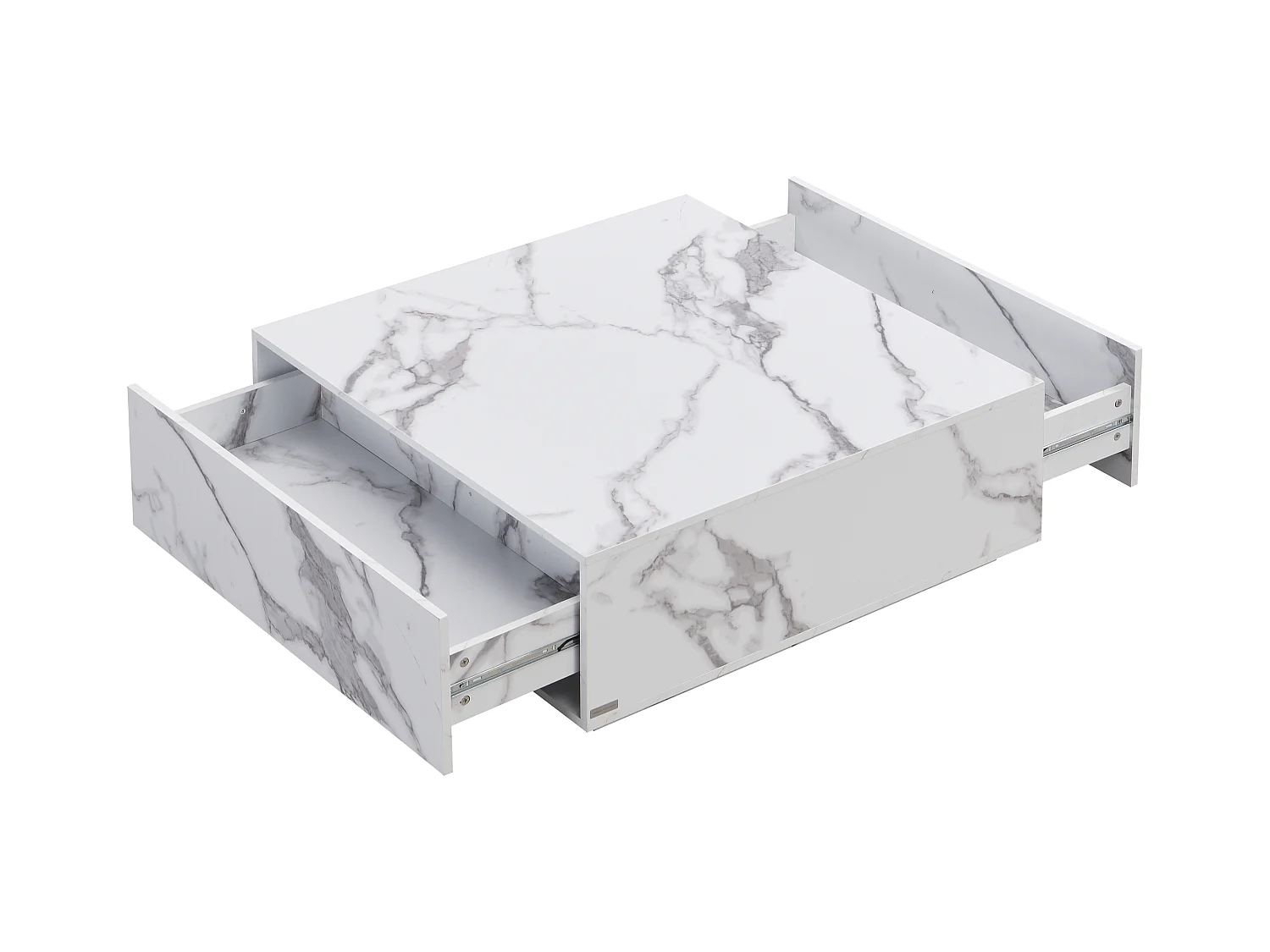 Mesa de centro con 2 cajones de MDF - Efecto mármol blanco - ANTRIM de Pascal Morabito