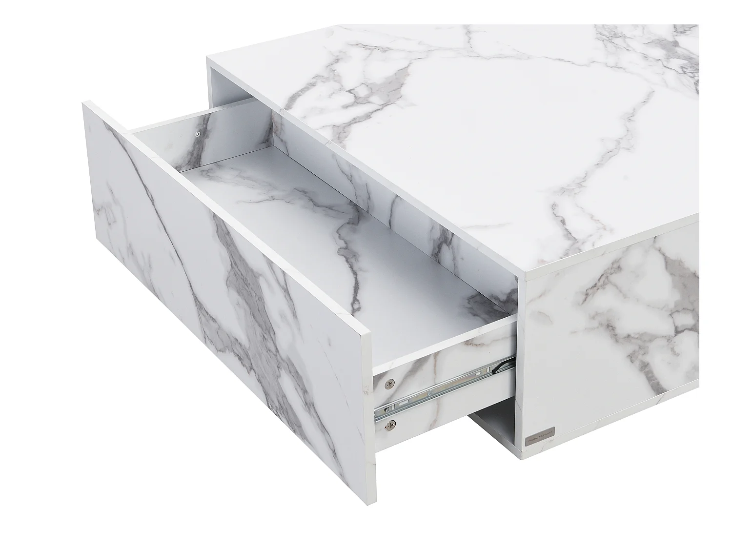 Mesa de centro con 2 cajones de MDF - Efecto mármol blanco - ANTRIM de Pascal Morabito