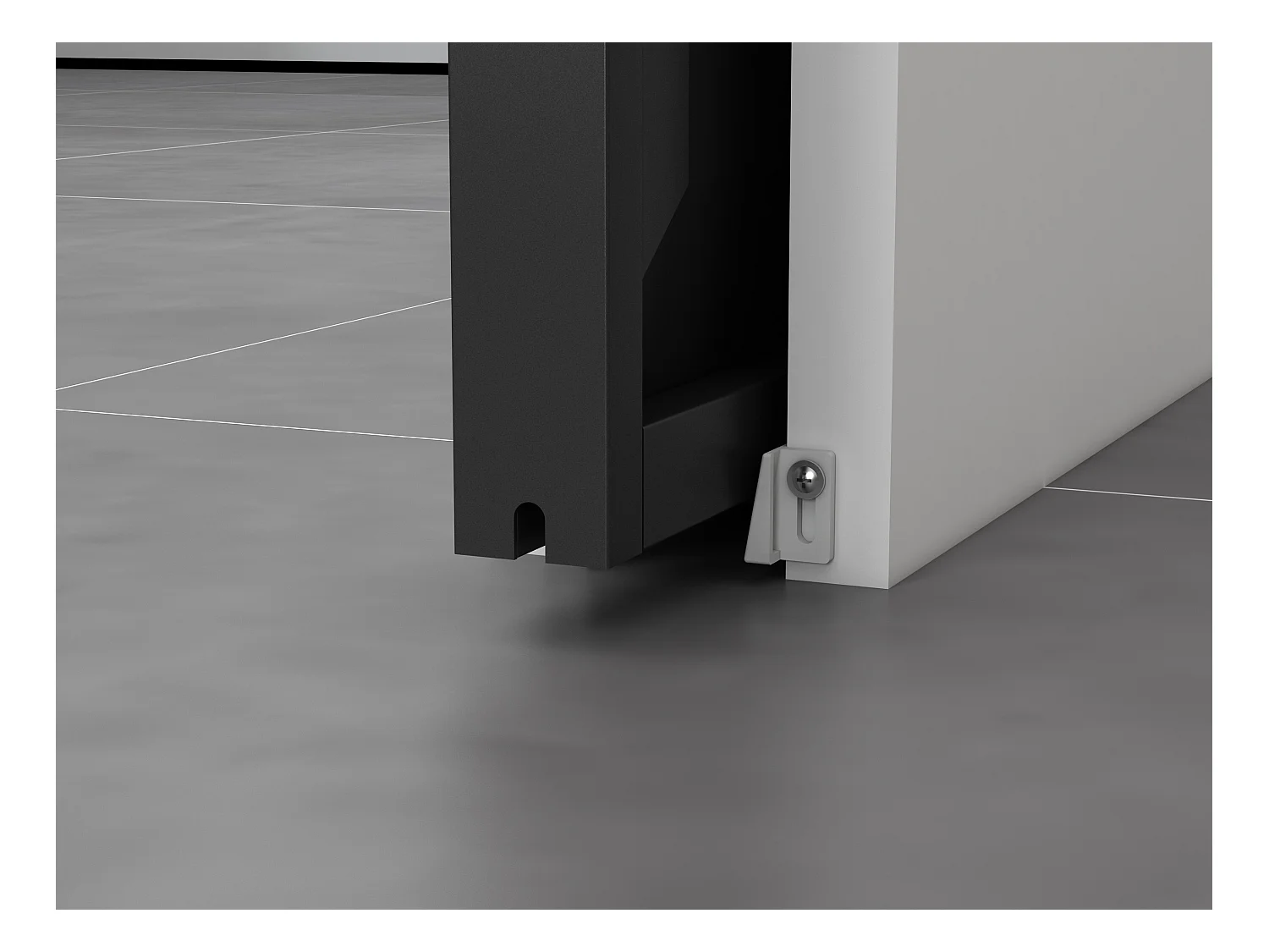 Dubbele schuifdeur in atelierstijl met klamplaagsysteem - Zwart en gehard glas - 2 x H205 x L93 cm - ARTISTO II