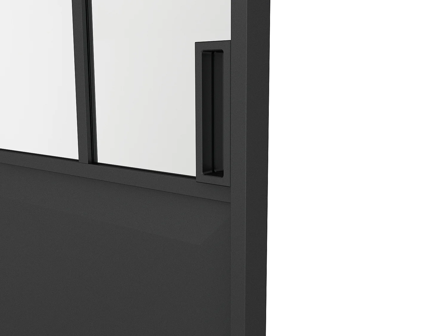 Porte coulissante double atelier avec système à galandage - Noir et verre trempé - 2 x H205 x L93 cm - ARTISTO II