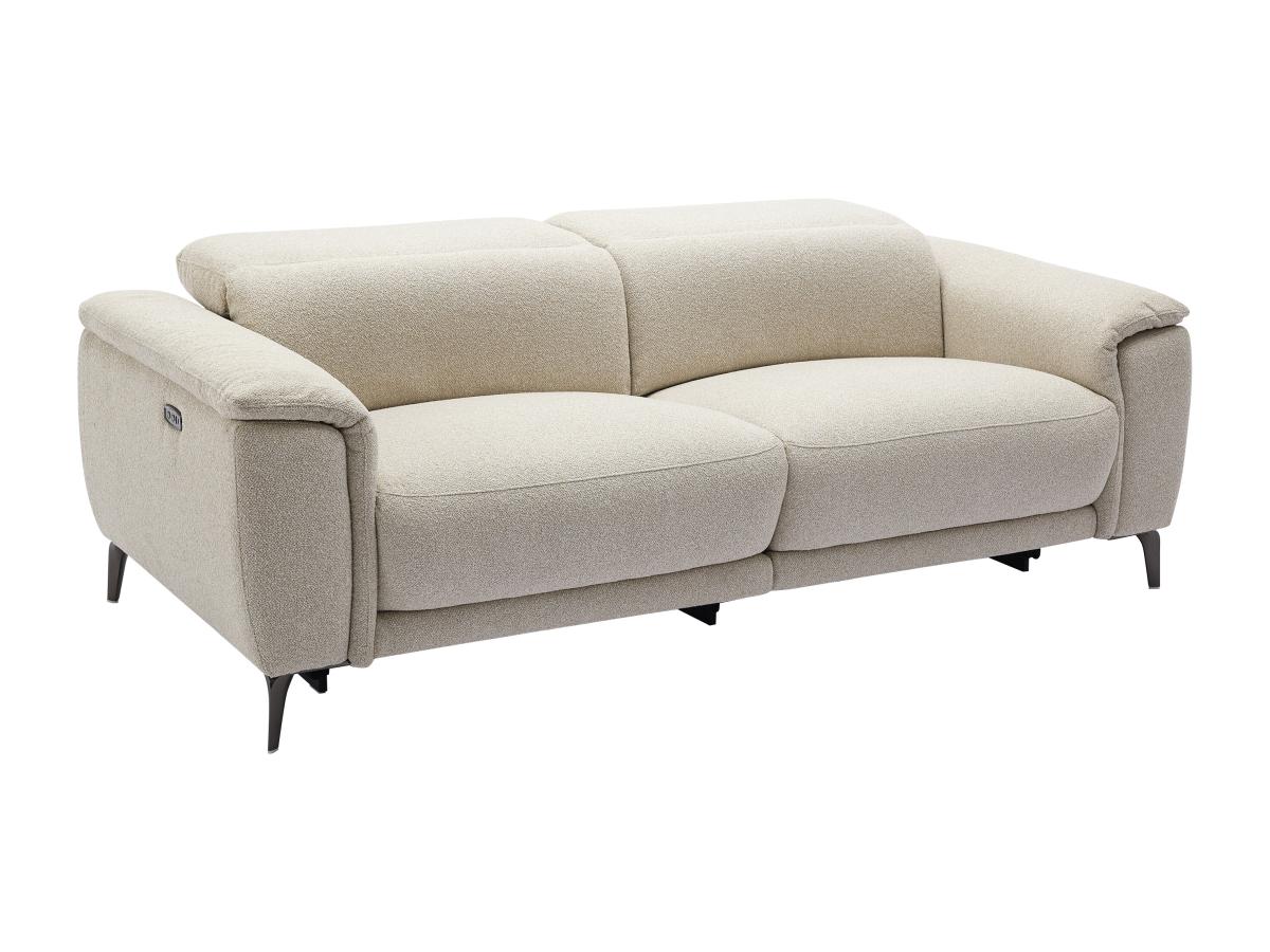 Relaxsofa elektrisch 3-Sitzer - Strukturstoff - Beige - BOSDALO günstig online kaufen