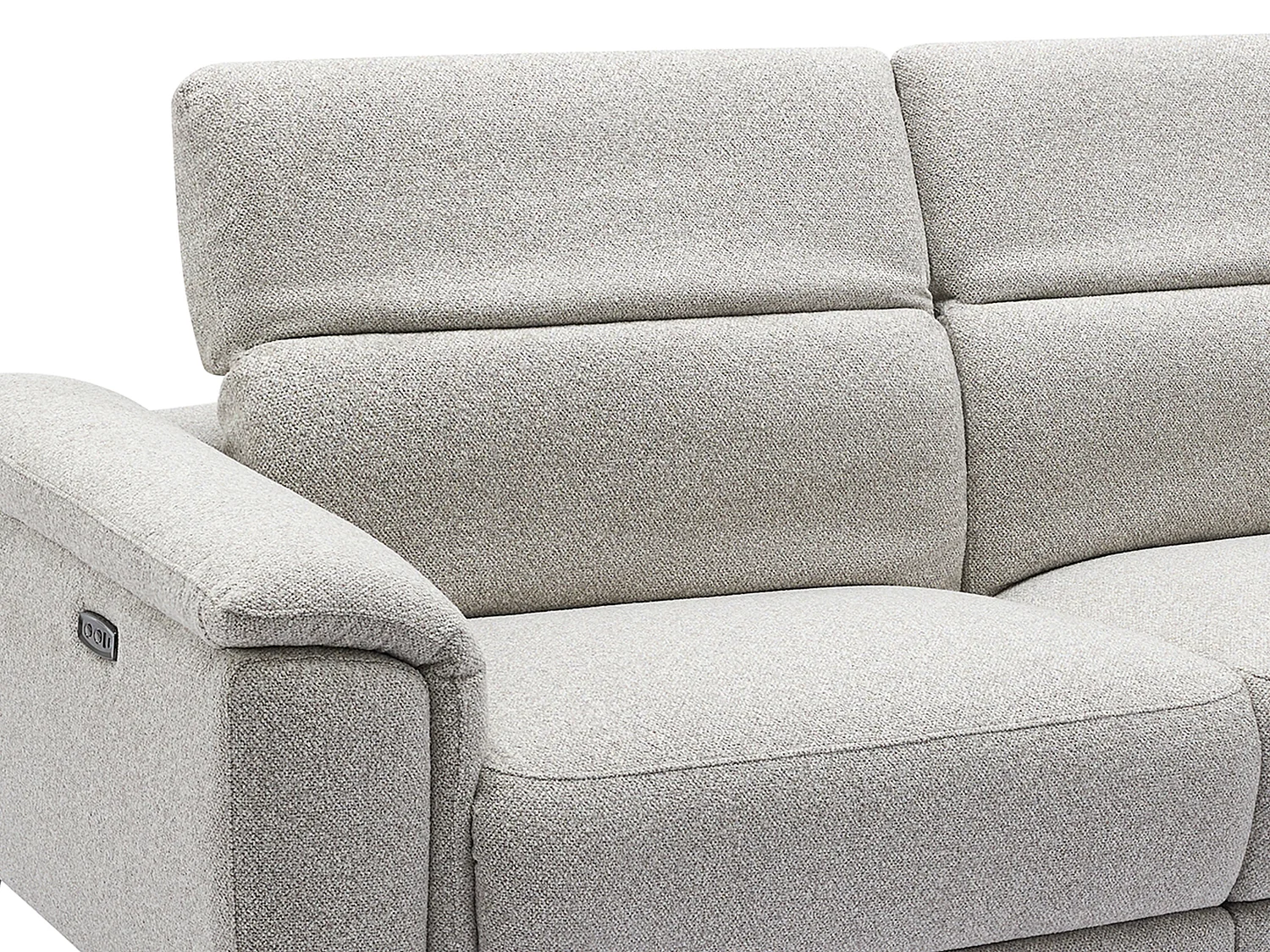 3-sits elektrisk relaxsoffa i ljusgrått texturerat tyg BOSDALO