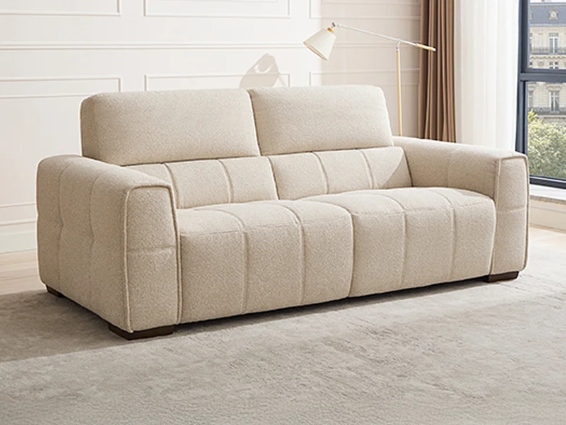 Zitbank 3 plaatsen in beige gevlamde stof SAVATO