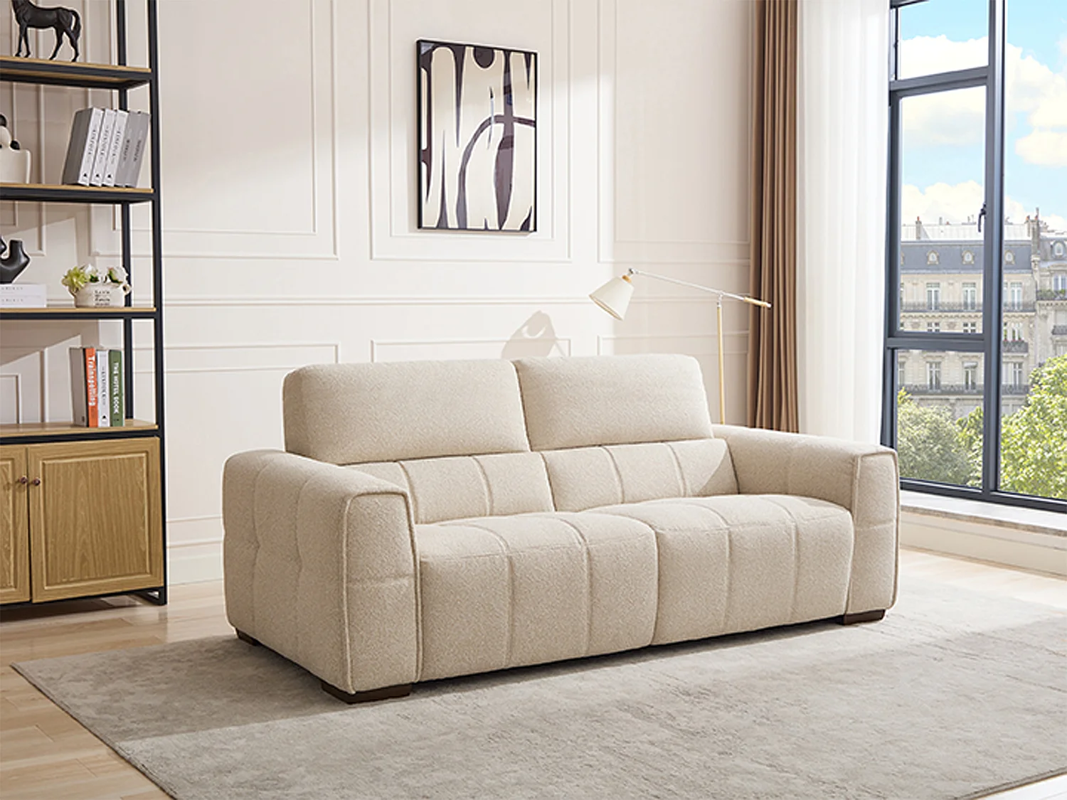 Canapé 3 places en tissu chiné beige SAVATO