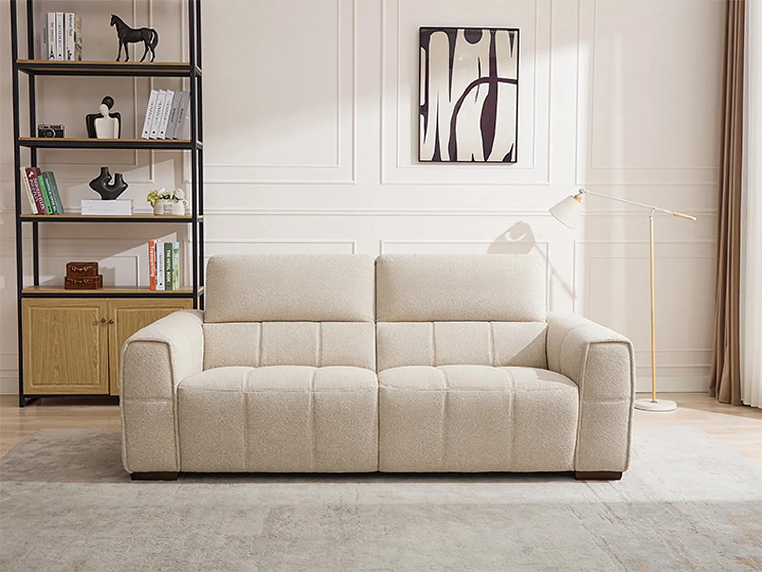 Sofa 3-Sitzer - melierter Stoff - Beige - SAVATO