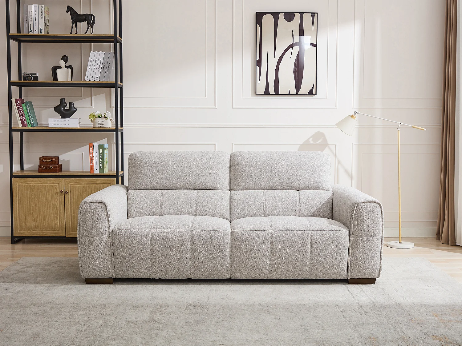 Sofa 3-Sitzer - melierter Stoff - Hellgrau - SAVATO