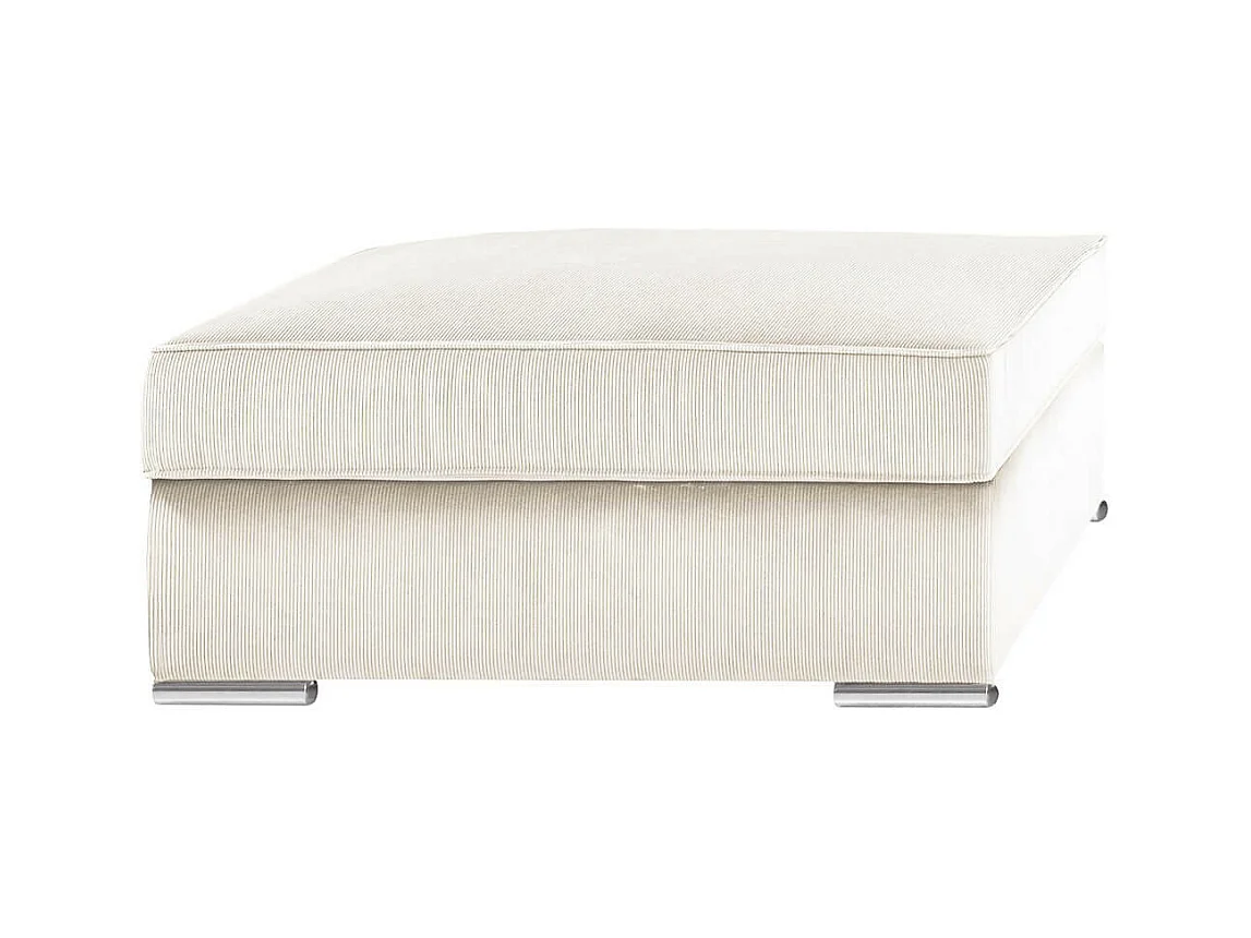 SORIAN - Pouf Repose Pieds Velours Côtelé Blanc
