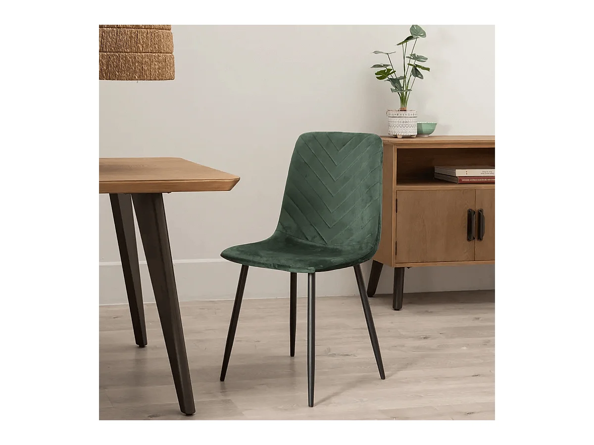 FENCY - Lot de 4 Chaises Vert Foncé Surpiqures Triangle