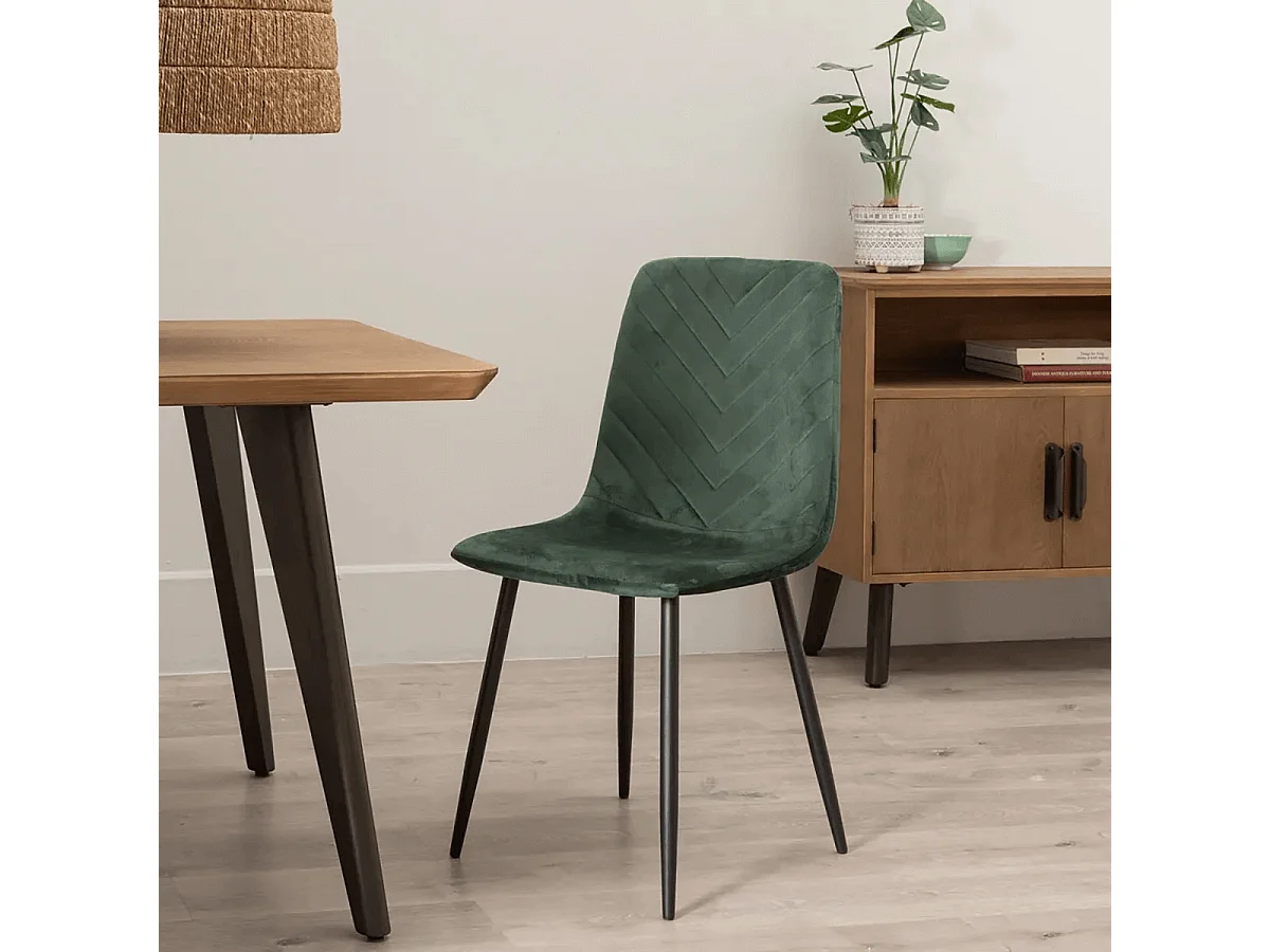 FENCY - Lot de 4 Chaises Vert Foncé Surpiqures Triangle