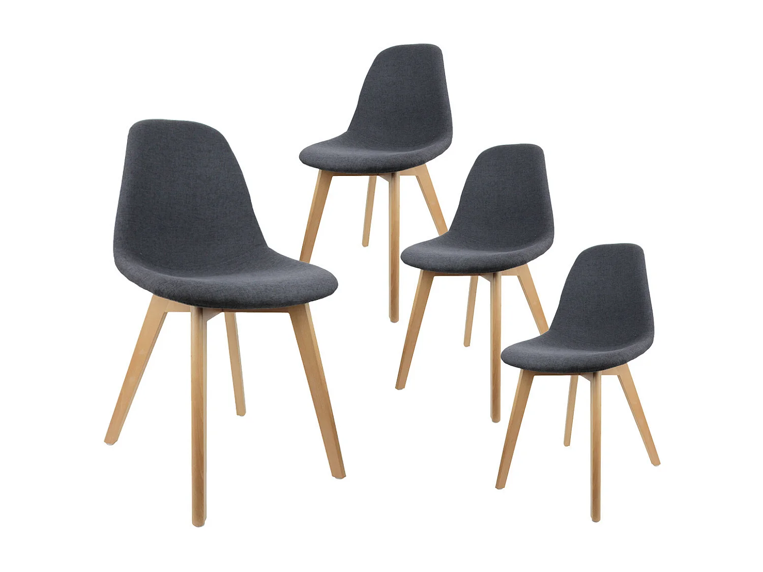 MEDYNA - Lot de 4 Chaises Scandinaves Noires