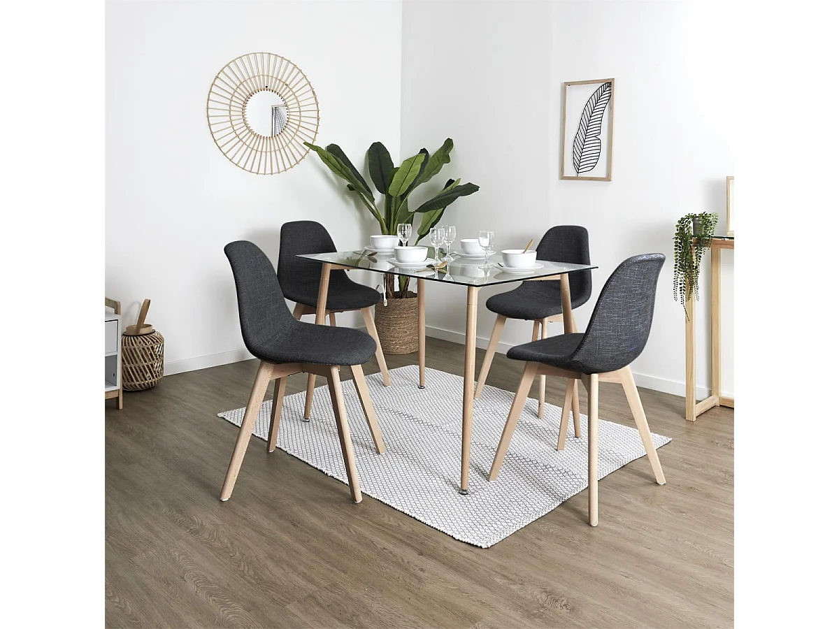 MEDYNA - Lot de 4 Chaises Scandinaves Noires
