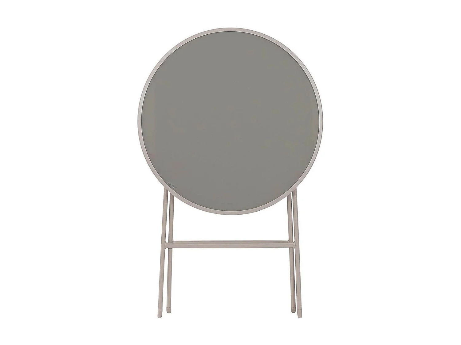 SOHAN - Table Pliante de Jardin Ronde Beige en Métal et Verre Trempé
