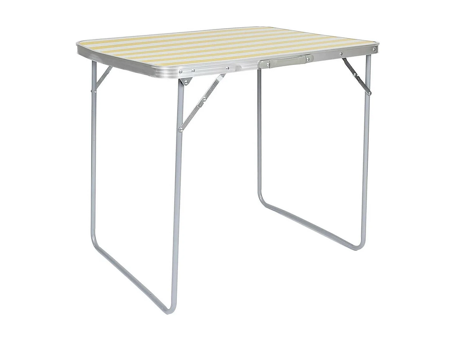 CAMPANI - Table Pliante de Plein Air Décor Rayures Jaunes et Blanches