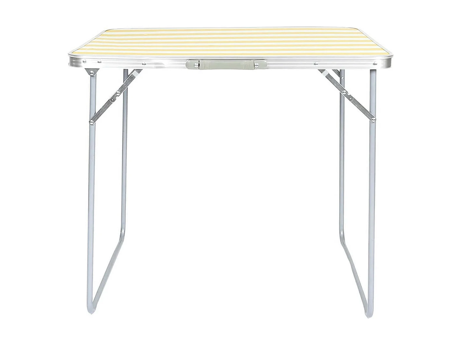CAMPANI - Table Pliante de Plein Air Décor Rayures Jaunes et Blanches