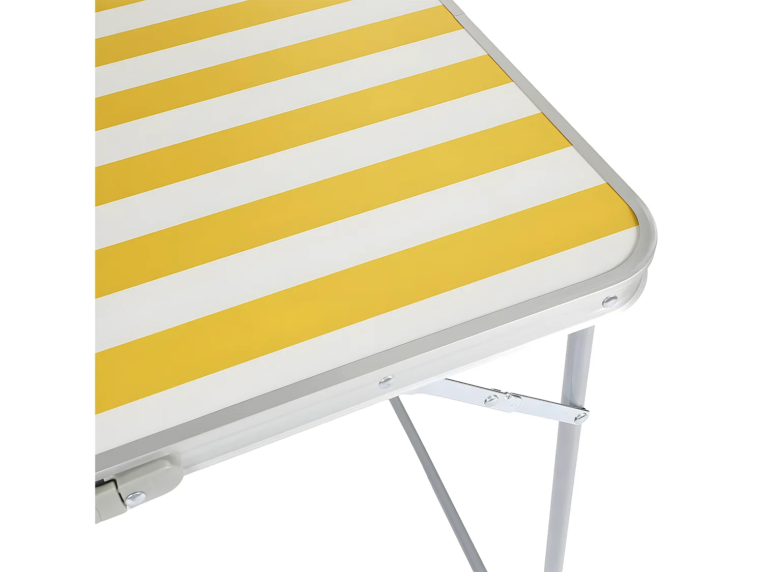 CAMPANI - Table Pliante de Plein Air Décor Rayures Jaunes et Blanches