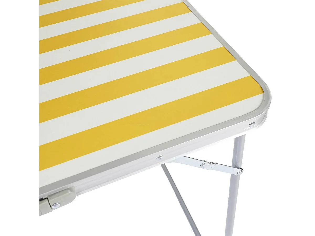CAMPANI - Table Pliante de Plein Air Décor Rayures Jaunes et Blanches
