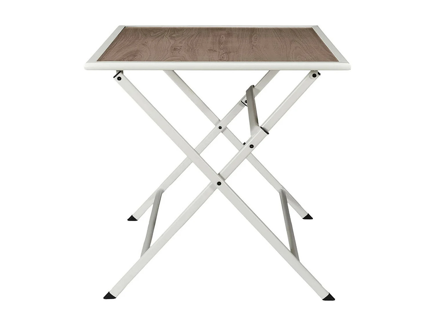 HANAE - Table Pliante de Jardin Carrée en métal et Verre Décor Imitation Bois