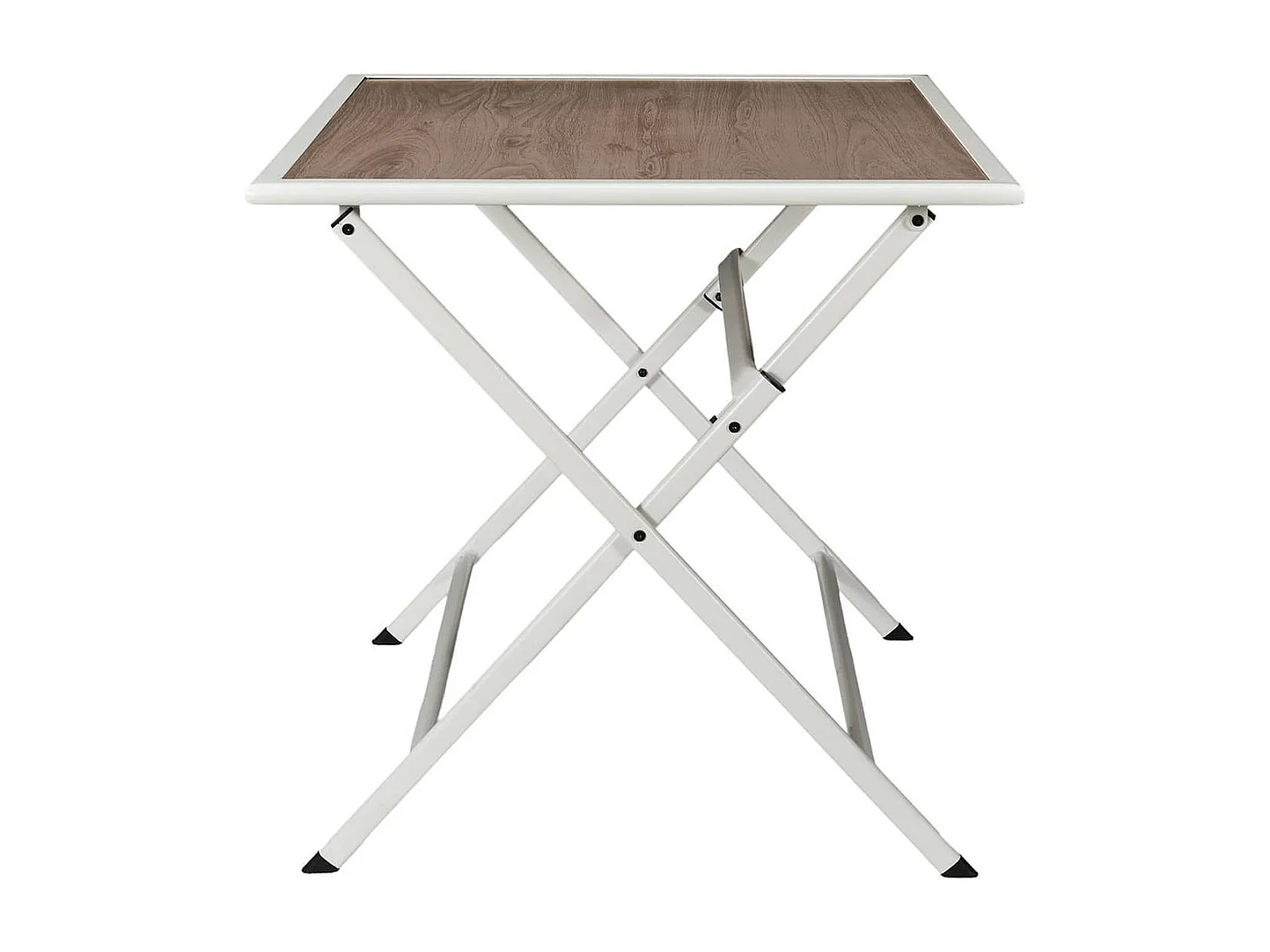 HANAE - Table Pliante de Jardin Carrée en métal et Verre Décor Imitation Bois