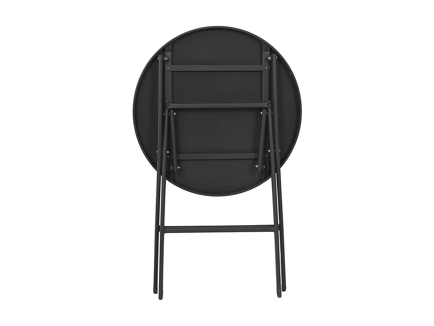 SOHAN - Table Pliante de Jardin Ronde Grise en Métal et Verre Trempé