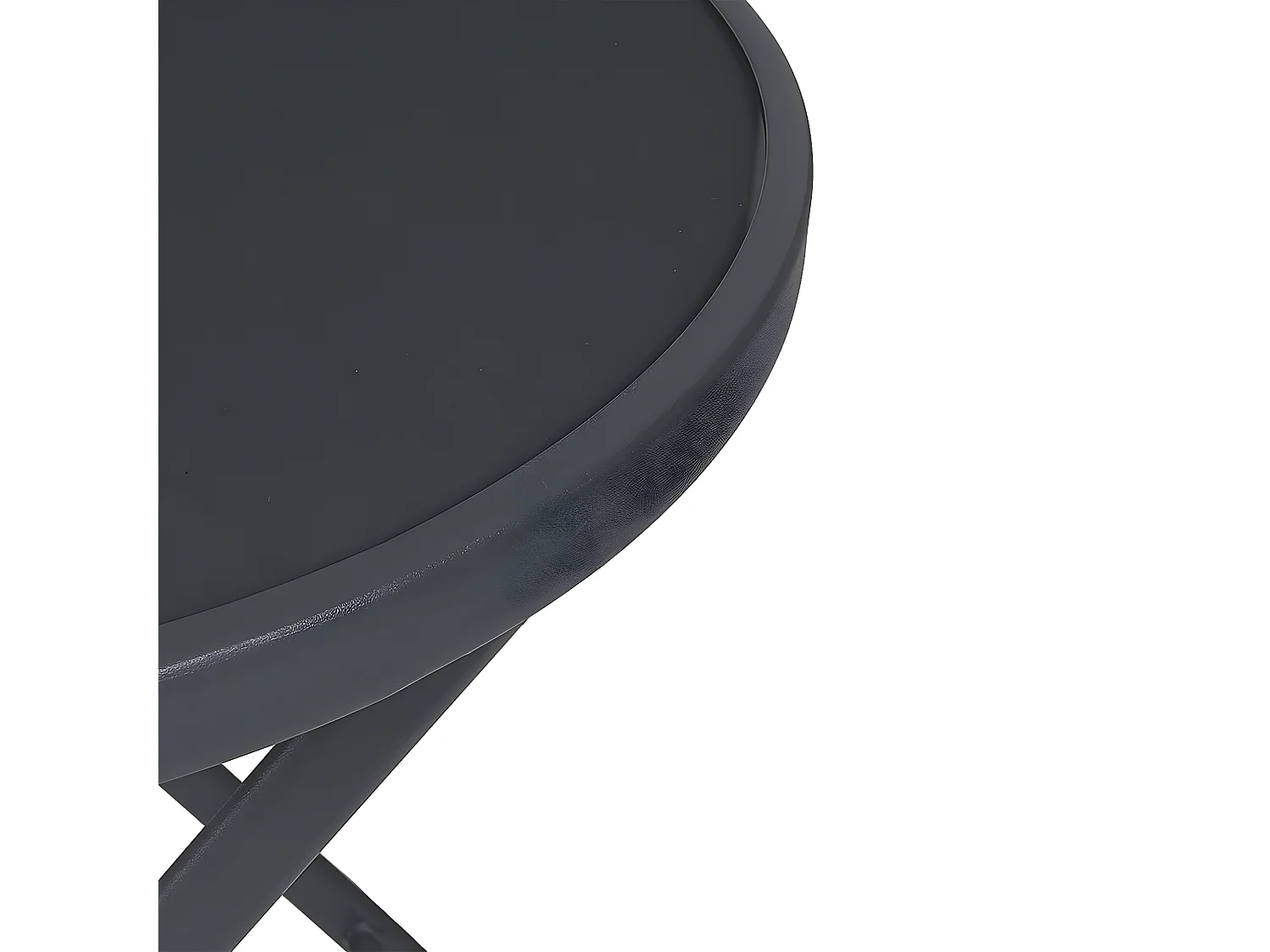 SOHAN - Table Pliante de Jardin Ronde Grise en Métal et Verre Trempé