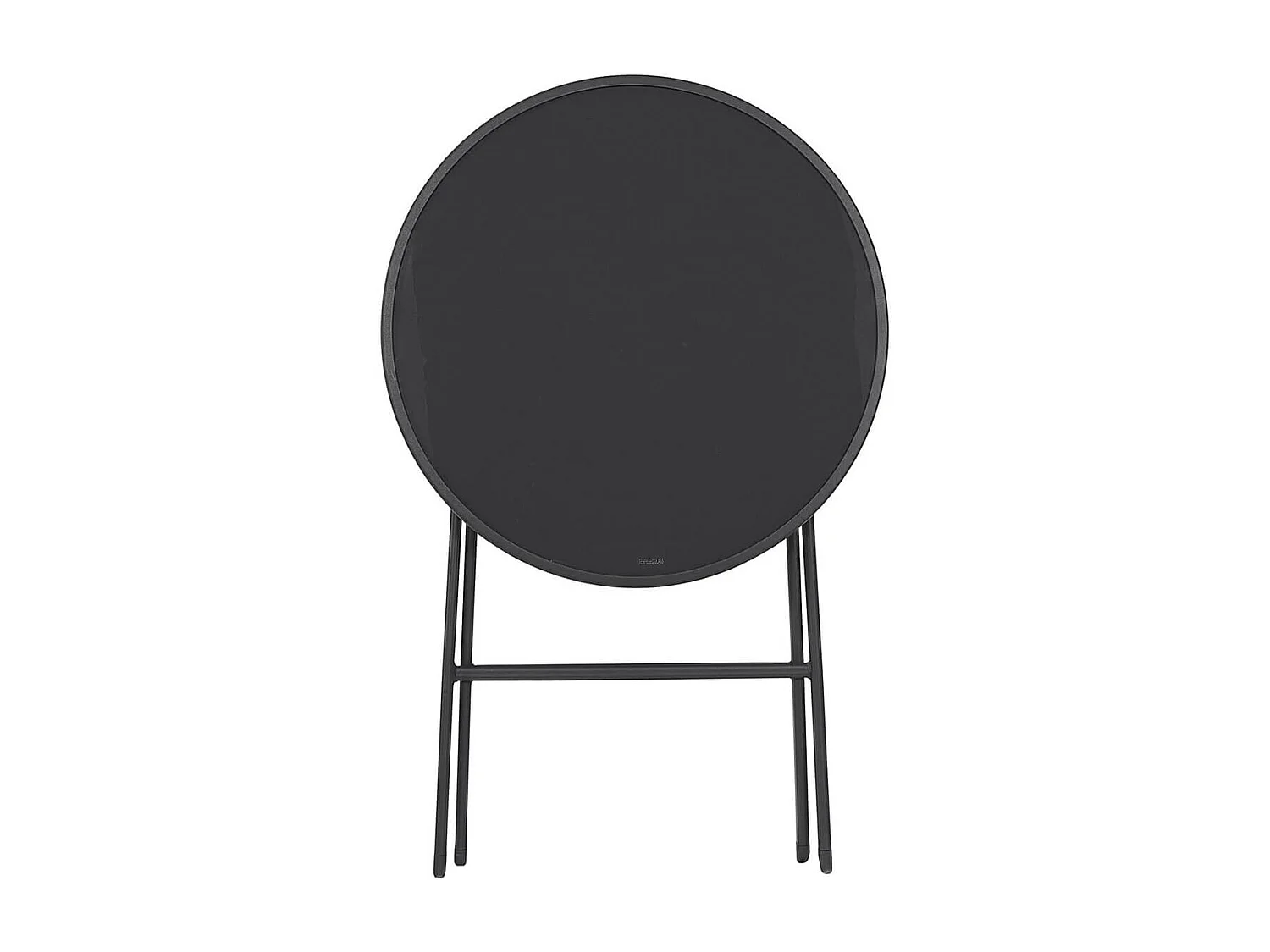 SOHAN - Table Pliante de Jardin Ronde Grise en Métal et Verre Trempé