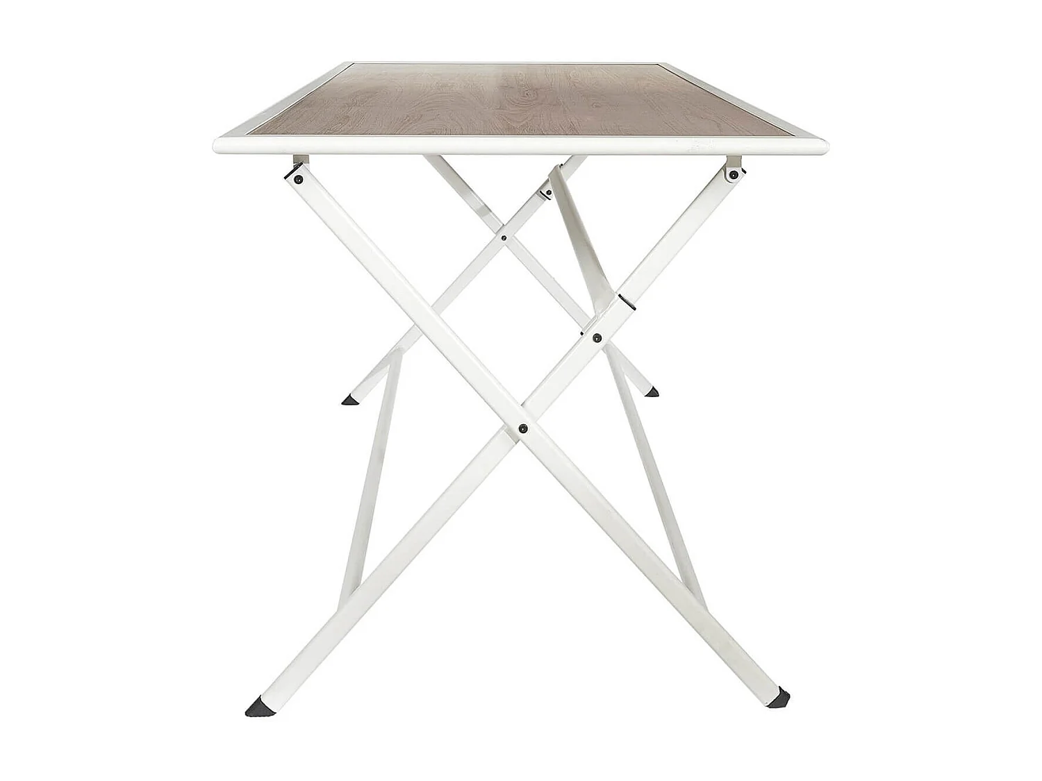 HANAE - Table Pliante de Jardin Rectangle en Métal et Verre Décor Imitation Bois
