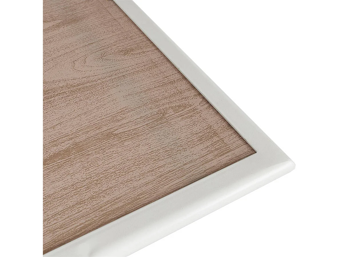 HANAE - Table Pliante de Jardin Rectangle en Métal et Verre Décor Imitation Bois