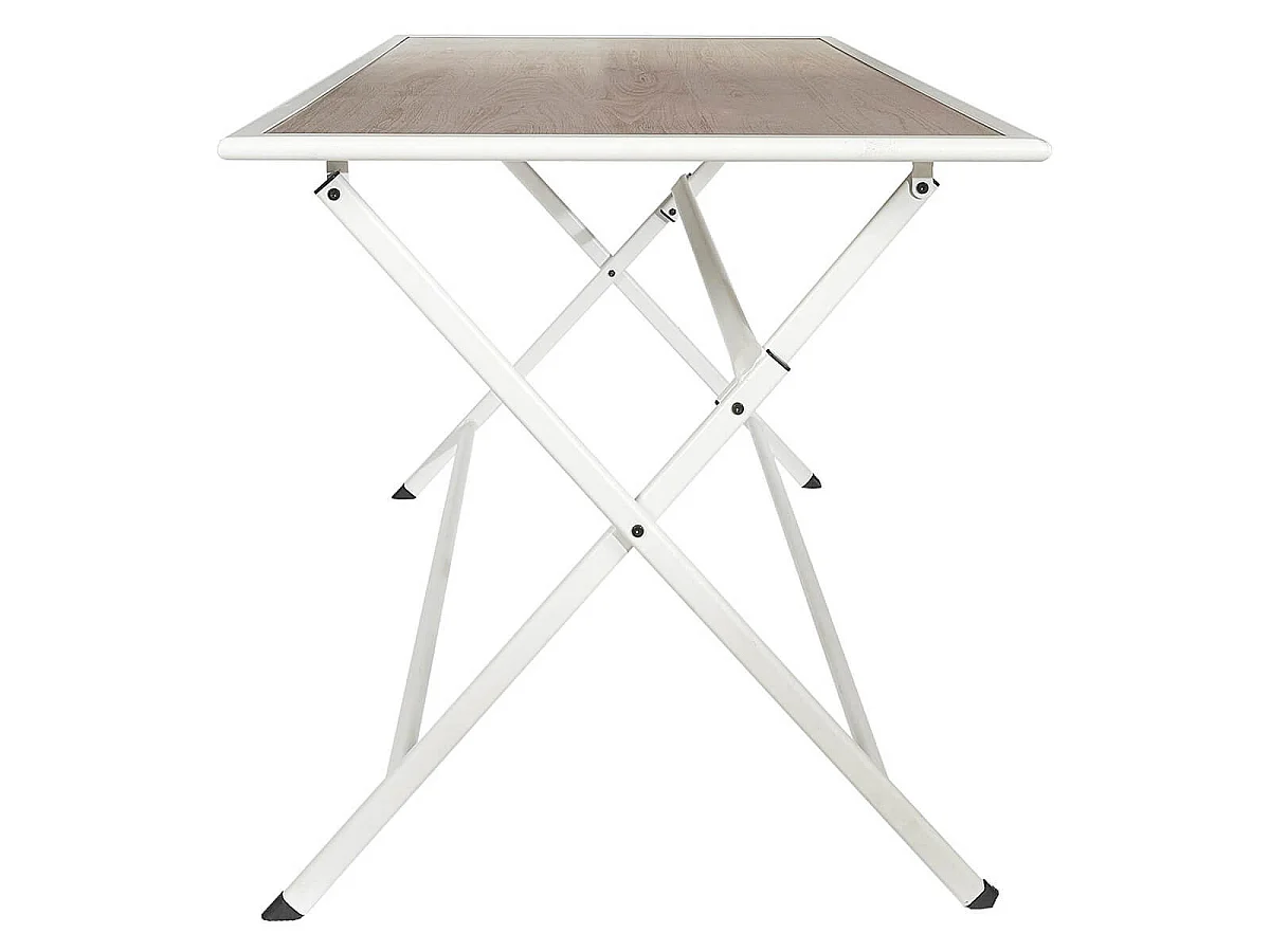 HANAE - Table Pliante de Jardin Rectangle en Métal et Verre Décor Imitation Bois