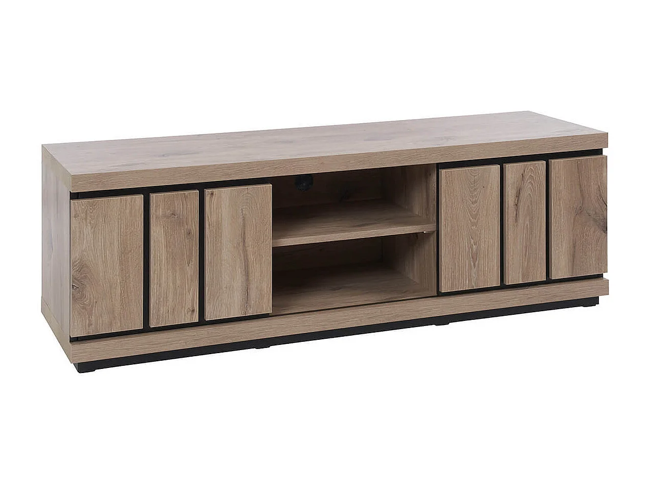 PHILEAS - Meuble TV 2 Portes Coulissantes Effet Claustra Finition Canyon