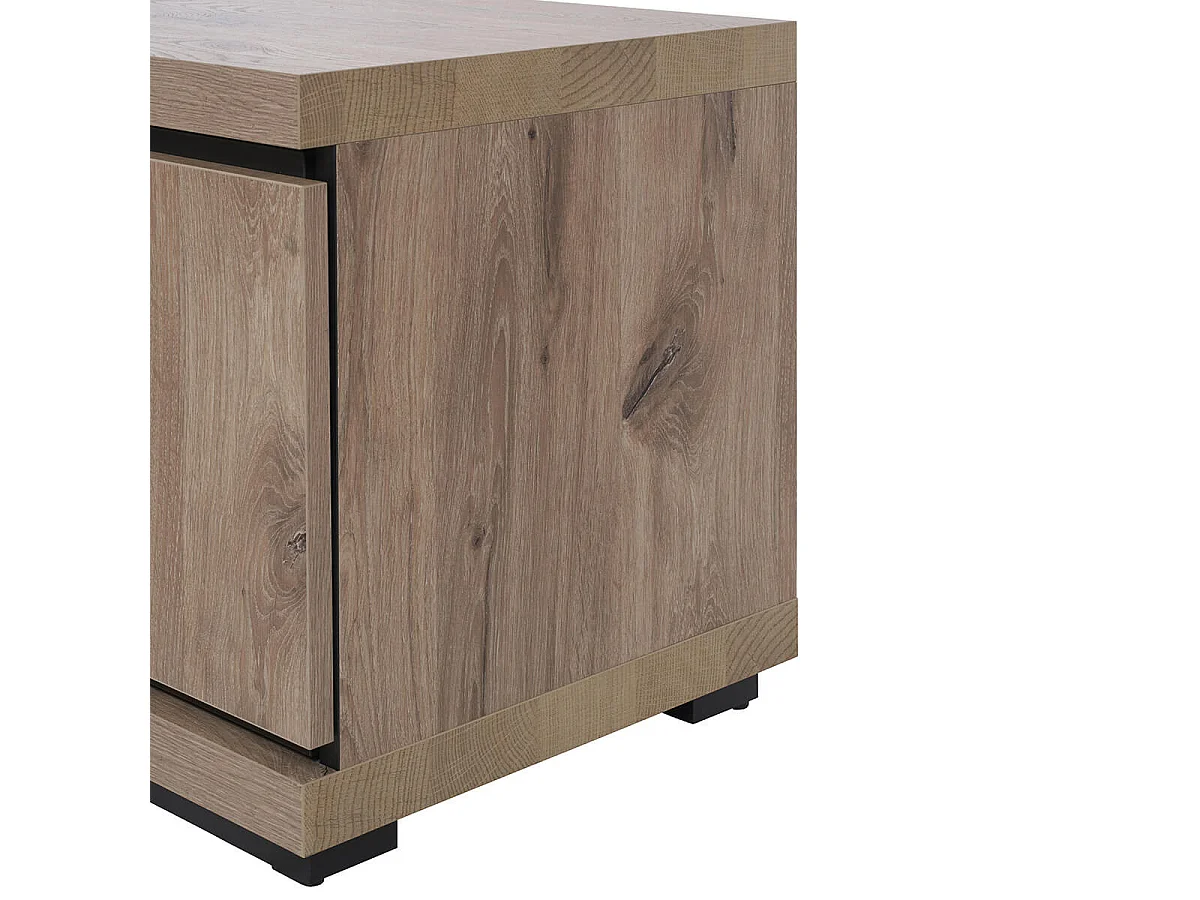 PHILEAS - Meuble TV 2 Portes Coulissantes Effet Claustra Finition Canyon