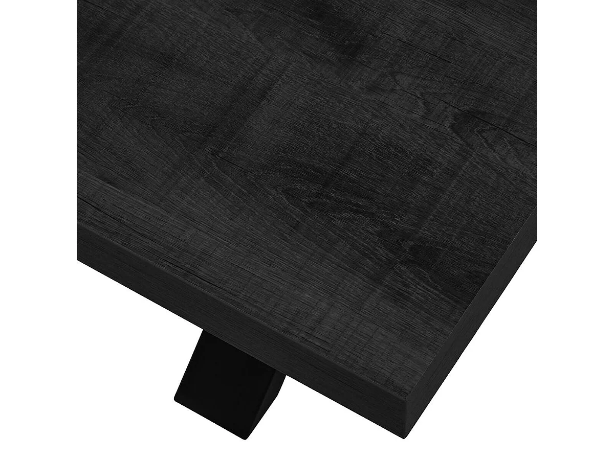 NOX - Table Basse Aspect Bois Noir Piètement X Métal Noir