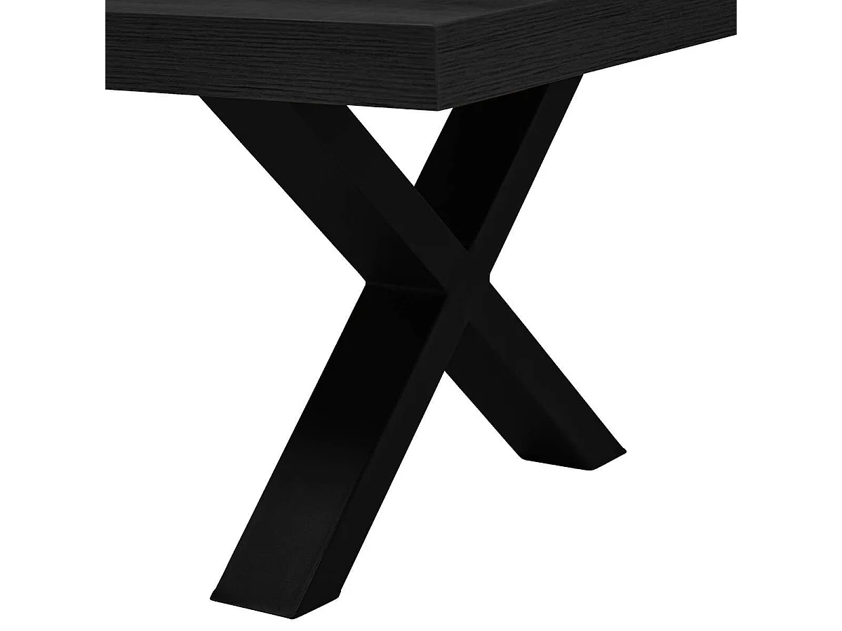 NOX - Table Basse Aspect Bois Noir Piètement X Métal Noir