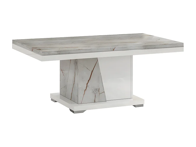 EROS - Table Basse Pied Central Blanc et Aspect Marbre