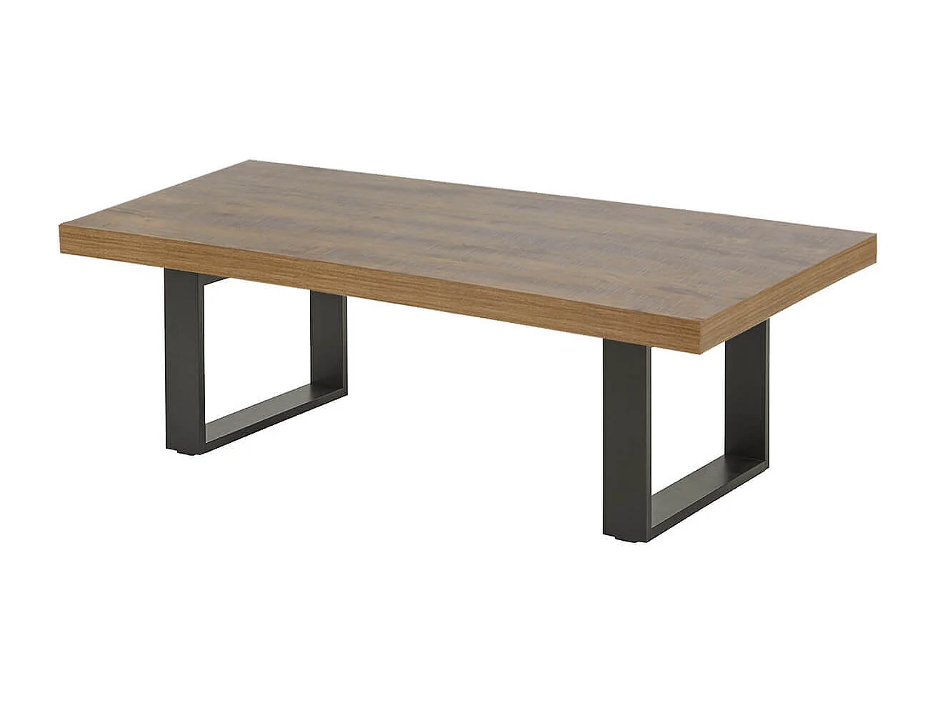 DENVER - Table Basse Aspect Bois Piètement U Métal Noir