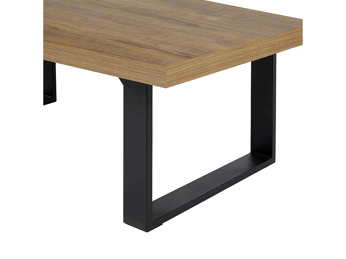 DENVER - Table Basse Aspect Bois Piètement U Métal Noir