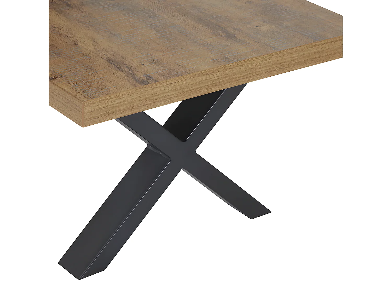 DENVER - Table Basse Aspect Bois Piètement X Métal Noir