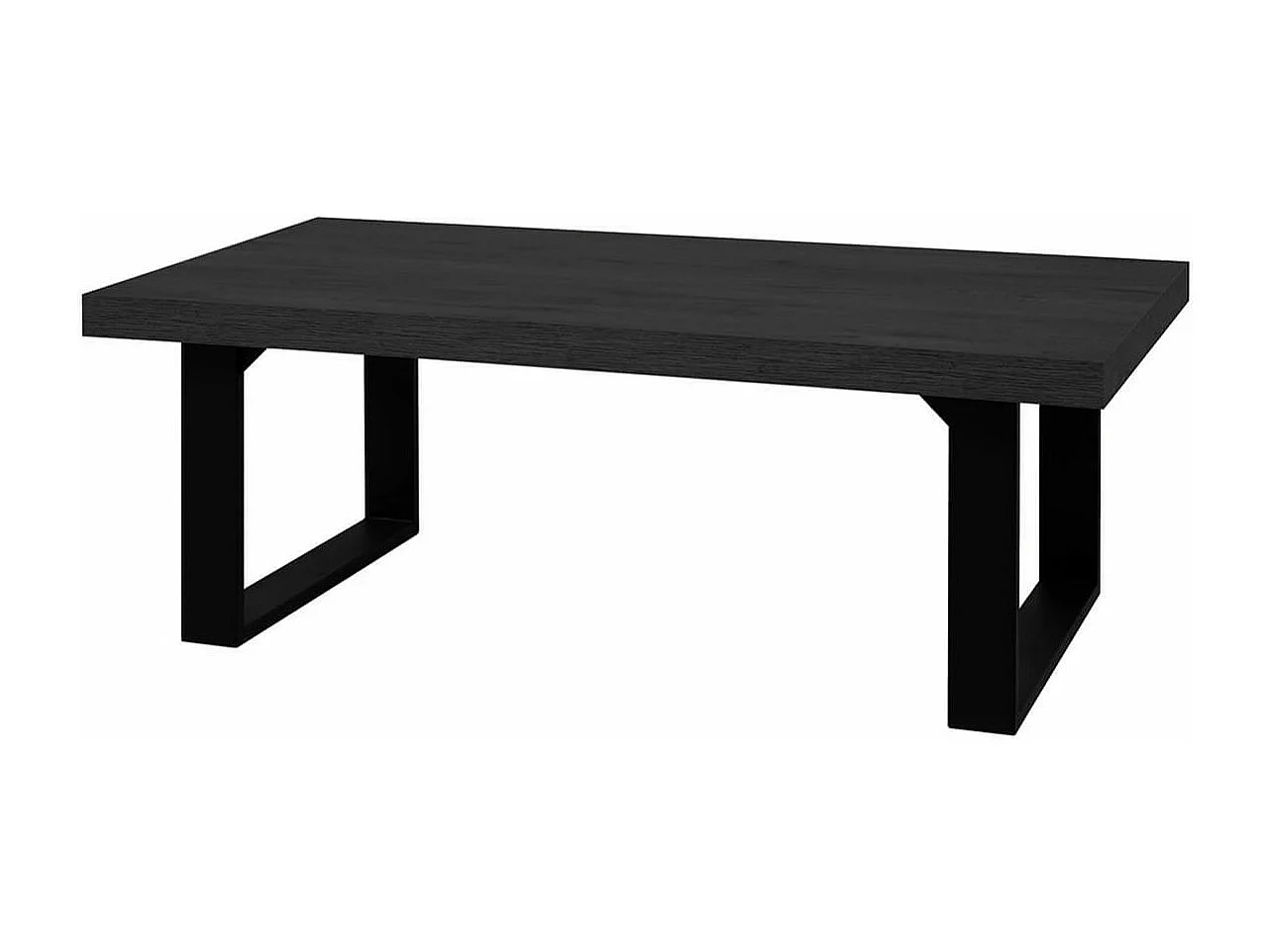 NOX - Table Basse Aspect Bois Noir Piètement U Métal Noir