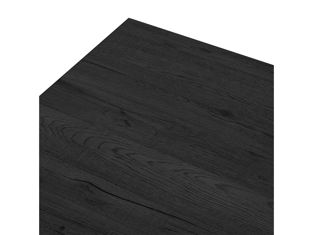 NOX - Table Basse Aspect Bois Noir Piètement U Métal Noir