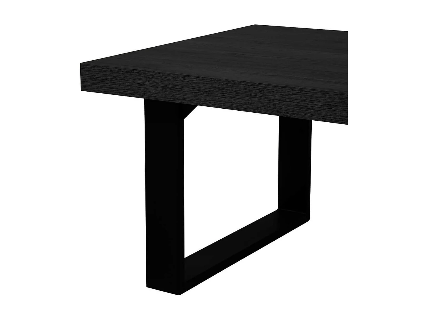 NOX - Table Basse Aspect Bois Noir Piètement U Métal Noir